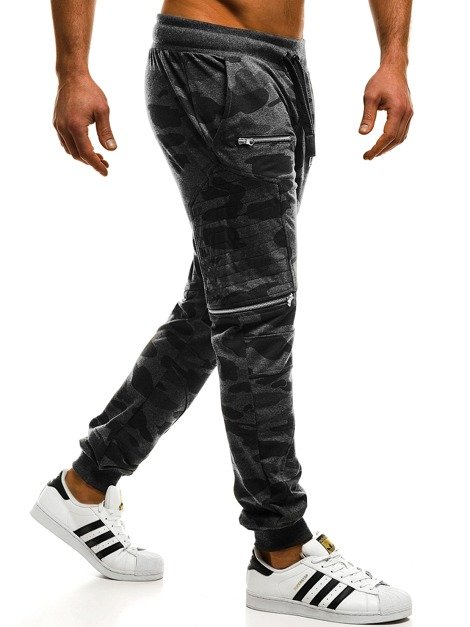 Pantalón de chándal jogger de hombre grafito-camuflaje OZONEE A/0496 