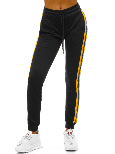 Pantalón de chándal para mujer negro-amarillo OZONEE O/82318
