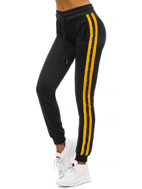 Pantalón de chándal para mujer negro-amarillo OZONEE O/82318