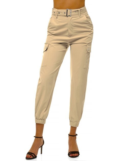 Pantalones jogger para mujer beige OZONEE O/HM001