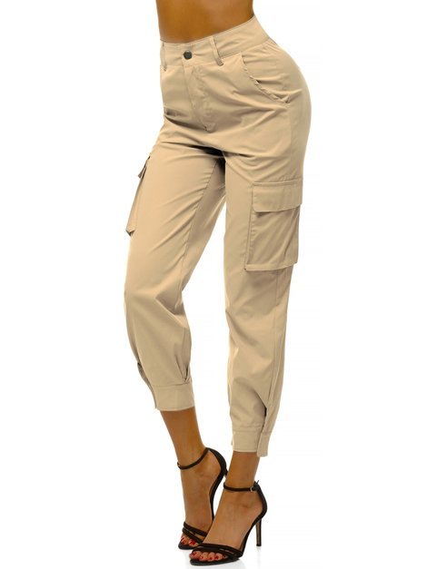 Pantalones jogger para mujer beige OZONEE O/HM002