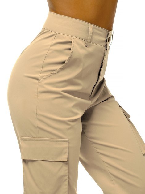 Pantalones jogger para mujer beige OZONEE O/HM002