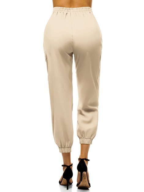 Pantalones jogger para mujer beige OZONEE O/HM006