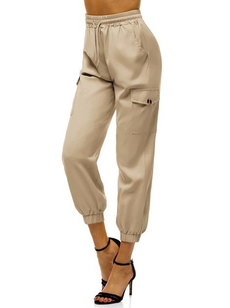 Pantalones jogger para mujer beige oscuro OZONEE O/HM003