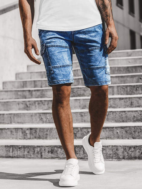 Shorts vaqueros de hombre azul OZONEE RF/HY346 