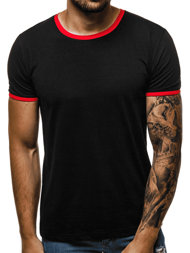 Camiseta de hombre negro-roja OZONEE O/1177 