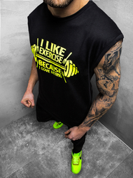 Camiseta sin mangas de hombre negro-amarilla OZONEE MACH/M1210Z