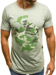 OZONEE B/181119 Camiseta de hombre verde-claro